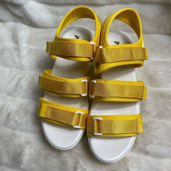 New Pazzle Yellow Triple Hook and Loop Ankle Strap footbed Sneaker Sanda… - Picture 6 of 8